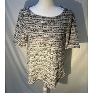 NWT Loft Outlet Oversize Boxy Pullover Gray Multicolor Coarse Knit Top Womens XS